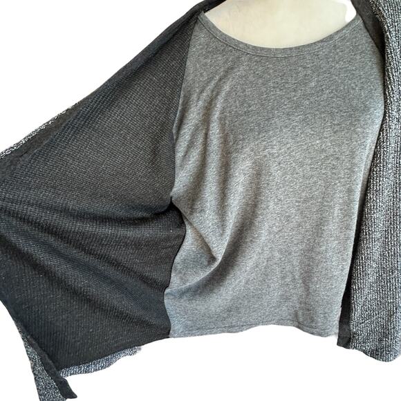 Eccotoo Womens Cardigan All in One Shirt Gray Black White Knit Plus Size 1X - Picture 10 of 12